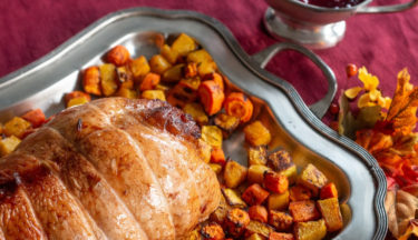 smoked turkey breast with cranberry and apple stuffing